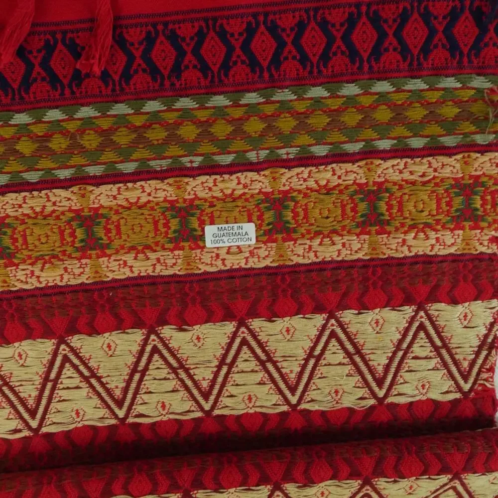 Colores Del Pueblo Guatemalan Hand Loomed Table Runner Red‎ Cotton 70